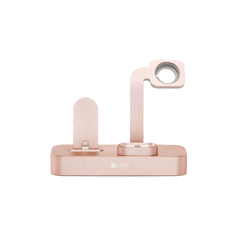 COTEetCI pink Aluminum 3IN1 Charger Multifunction Charging Stand For iPhone