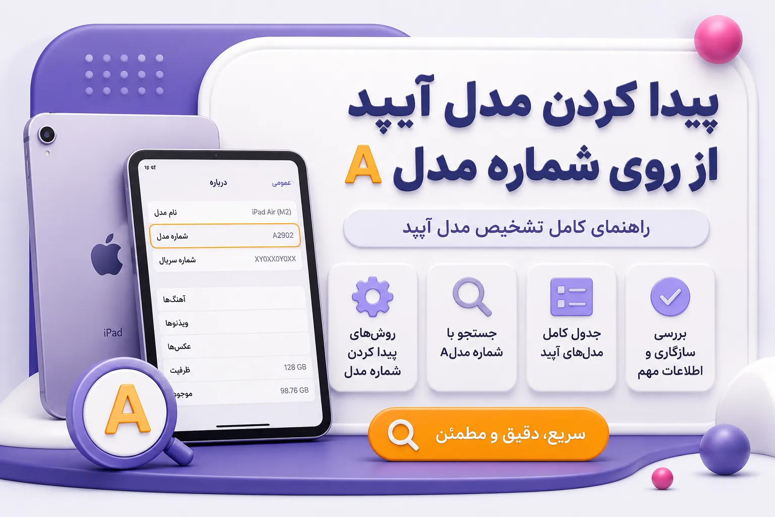 پیدا کردن مدل آیپد از روی شماره مدل A | راهنمای کامل تشخیص مدل